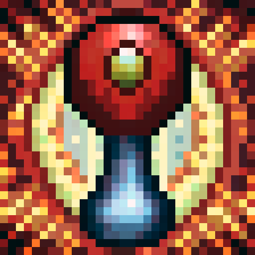 big red button, "panic!" word, game icon, 32x32 pixel art, sRGB, skill art, close up, portrait