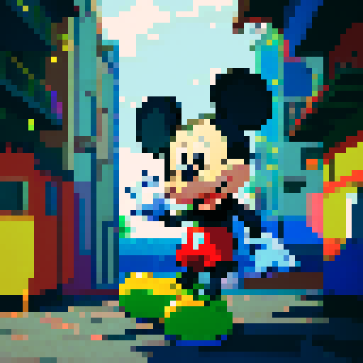 pixel image of mickey mouse