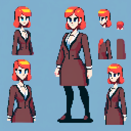 HR manager, formal dress, German national, pixel art, sRGB
