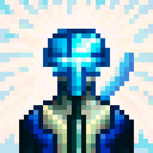 cyborg, laser beam, game icon, 32x32 pixel art, sRGB, skill art, close up, portrait