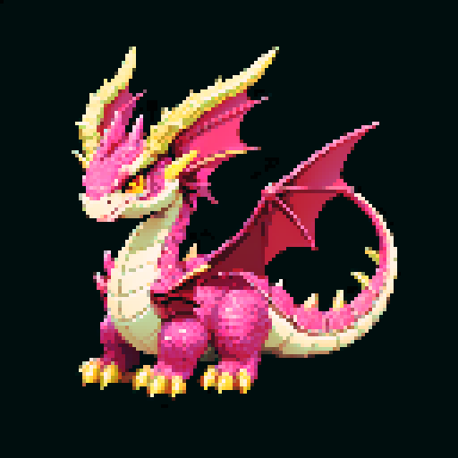 A majestic, fully grown dragon with gleaming scales and powerful wings. It has a wise and regal expression, with large horns and a long, spiked tail. Its eyes are filled with ancient knowledge, and it exudes an aura of strength and authority. No background.
