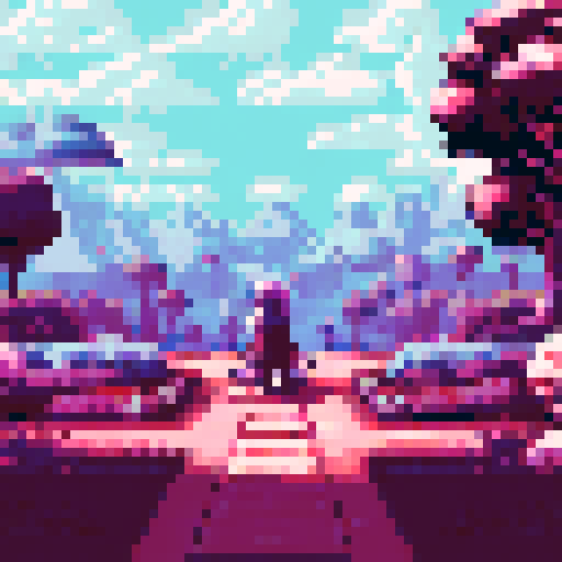 An anime person's backside in a garden