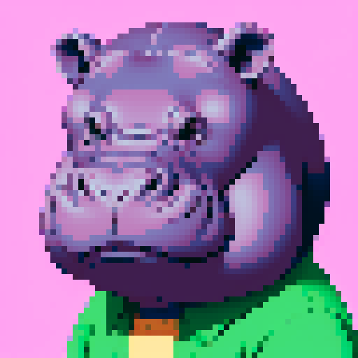 anime style hippo portrait.