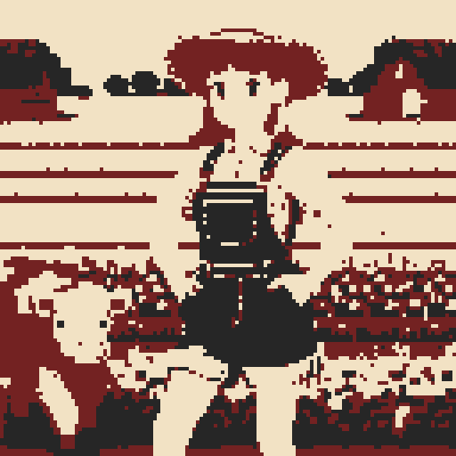 farmer wearing a straw hat, plaid shirt, and denim overalls, standing in a lush green field with vibrant pixelated crops, surrounded by pixelated farm animals and a pixelated red barn, all rendered in the retro pixel art style of sRGB