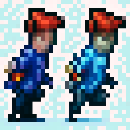 standing, running, and jumping platformer character sprites in a close-up, skill art style, with vibrant colors and detailed facial features, captured in a game icon format, showcasing their energetic movements and expressive emotions, all rendered in high-quality 32x32 pixel art with precise shading and sRGB color accuracy