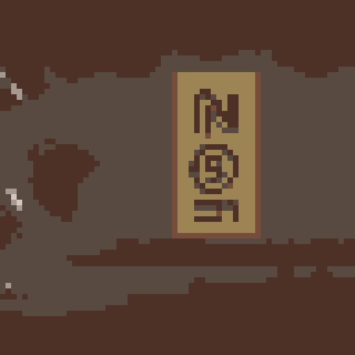 background color #9c8454, small fantasy icon for use in a fantasy wargame, pixel image of an owlbear using white, black, and hushed tone colors, the owlbear should be standing upright facing right and have its arms extended like it was going to attack, make the image sharp 