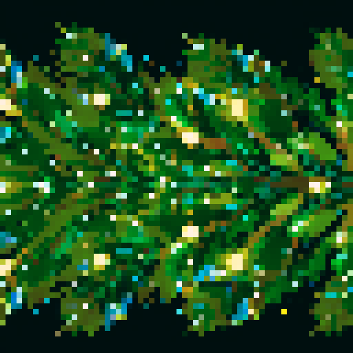 Christmas tree branch adorned with shimmering, delicate white garlands, capturing the essence of the holiday spirit in vibrant pixelated art, with colors optimized for sRGB display
