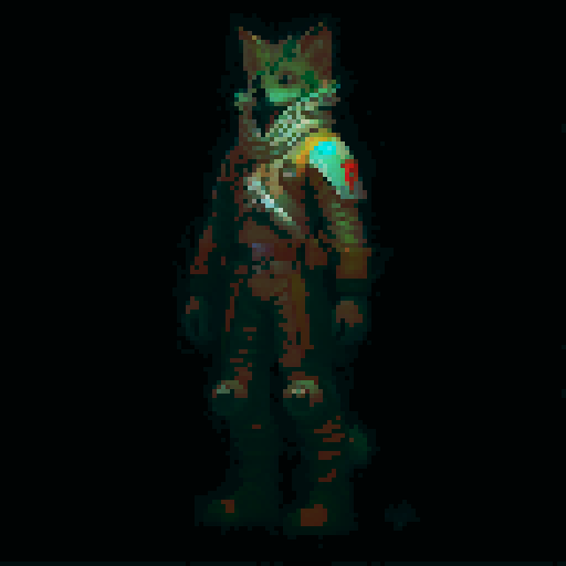 A pixel-art fighter for a 1v1 2D fighting game. The fighter is a “human” dog. See reference image.