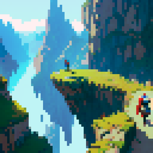 Mech robot with sword on a cliff. Cars are driving below 