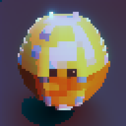 A sphere spaceship shaped like a gachapon with a clear window top. through the top window is an orange cat. cute