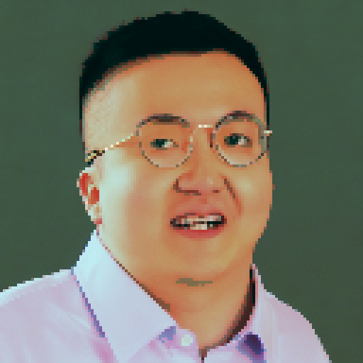 A neon-haired, leather-clad avatar with glowing blue eyes, perched atop a towering skyscraper surrounded by holographic advertisements and a bustling cityscape, rendered in vibrant anime style