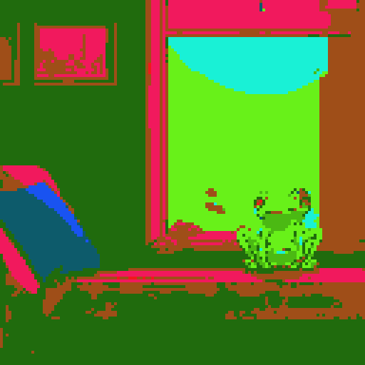 In the cozy ambiance of a dimly lit room, a small, jovial frog perches comfortably upon a plush couch chair, its diminutive size emphasized by the vastness of the furniture. The flickering flames of a nearby fireplace cast a warm glow, enveloping the space in a soft, golden light, creating an atmosphere of comfort and relaxation. With a mug clasped delicately between its tiny webbed fingers, the contented frog takes a sip of steaming coffee, its expression reflecting pure bliss.
