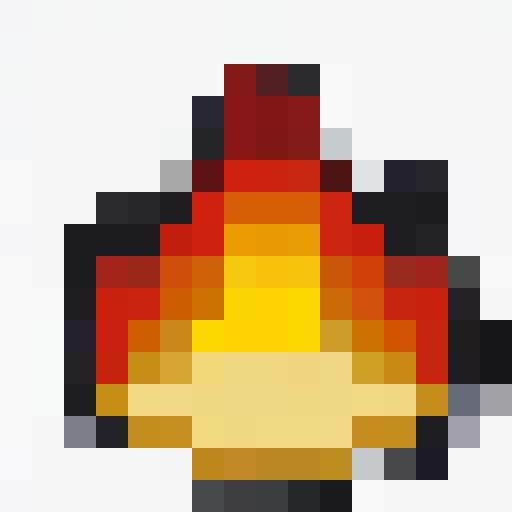 fire, blazing with vibrant hues, pixelated flames flickering in a mesmerizing dance, close up of a fierce game icon, a 16x16 portrait awash in fiery intensity