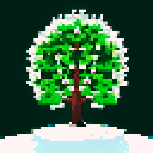 green grain tree with snow
