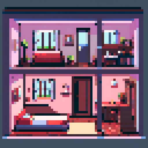 the inside of a 2d house with nothing inside but a background