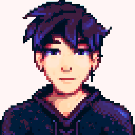 front facing portrait, young white male with white fluffy hair, green eyes, scars, freckles, pixel art in Stardew Valley style, wheelchair-user.