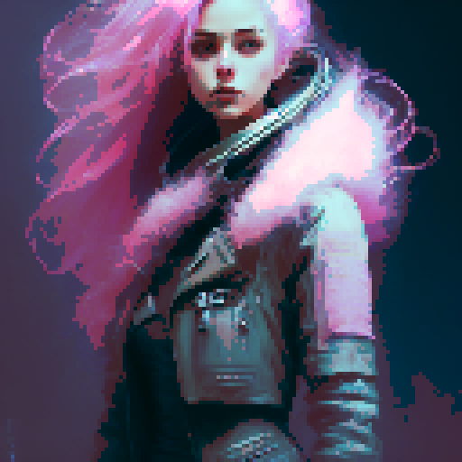 1girl, with big breasted, messy pink hair, punk girl, 