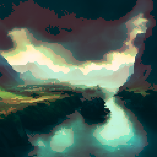 Valley, storm overhead, lightning crashing, dramatic landscape, ominous clouds, electrifying atmosphere, moody portrait