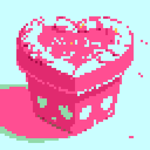 Box of Valentine's Day chocolates, specifically shaped like cupcakes with intricate details such as pink frosting and decorative toppings. Charming and  romantic theme. The cupcakes within the box should exhibit a variety of delightful designs, no background, pixel art.