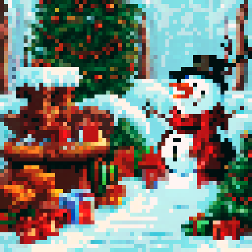 Christmas, falling snow, Reindeers, Snowman