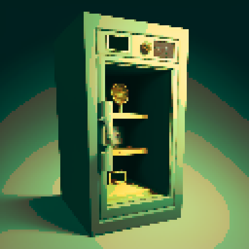 Show a vault with a big safe in it
