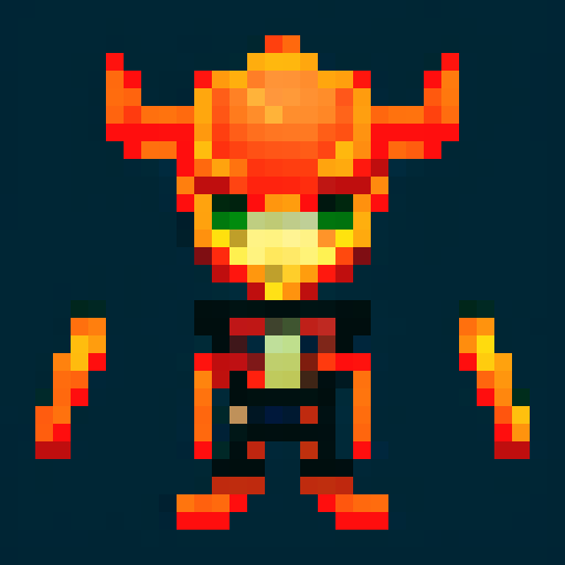 demon hunter anime style character, pixel art, game asset, 32x32 pixel art grid size, full body