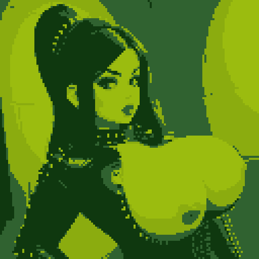 curvy, busty goth babe with studded collar. Portrait of head,  big titty goth, in a close up nude glamour shot. modern tile backsplash.