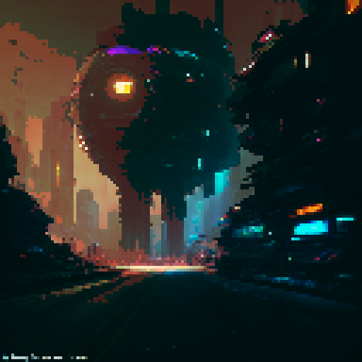 Cyberpunk dystopia with a neon-noir aesthetic.

        "A vengeful hacker prowls through the decaying urban maze, surrounded by towering, neon-lit skyscrapers and holographic adverts, while chrome and circuitry gleam in the darkness and augmented humans zip by on hover vehicles through shadowy alleyways."