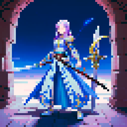 female swordsman, tall and confident, wielding a sword of light, a scene straight out of a captivating fantasy RPG like Phantasy Star