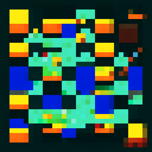 the word "beta", 32x32, bold black outline, pixel art, Solid color