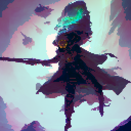 Christmas elf, green, grim, flying with jetpack, wielding a magical staff, surrounded by swirling emerald flames, in a fantastical RPG world