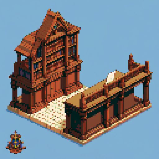 building, inside, block, wood, isometric, medieval, writing table, feather pen, ink, paper, royal seal, law