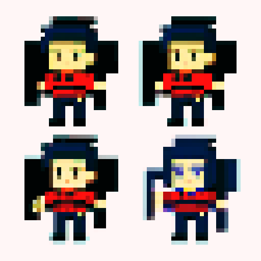 ninja anime pixelated avatars with katanas on there backs