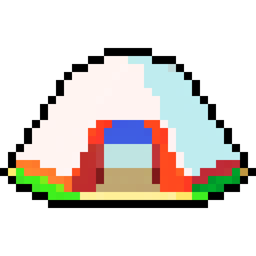 tent, straight on, white, pixel art, sRGB
