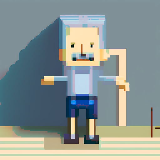 The gray-haired, blue-eyed figure in the apartment smiles with euphoria