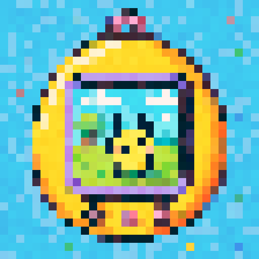 tamagotchi, cute, digital pet, colorful, pixelated, playful, interactive, virtual world, sRGB, pixel art