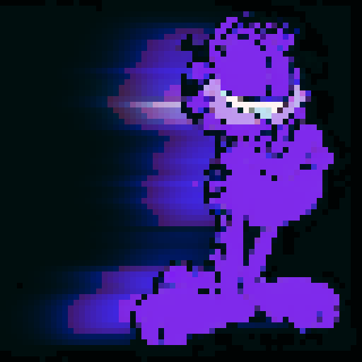 Purple cat standing