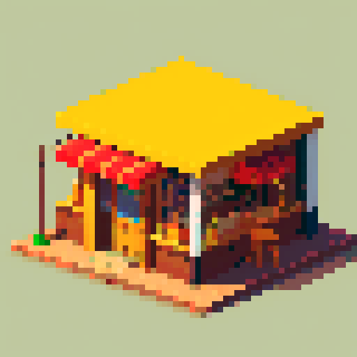 Side scroller urban small town bar, restaurant, park