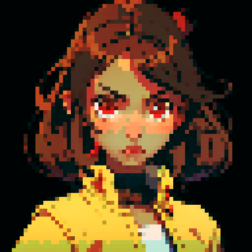 Teenage black girl with light brown hair and red eyes