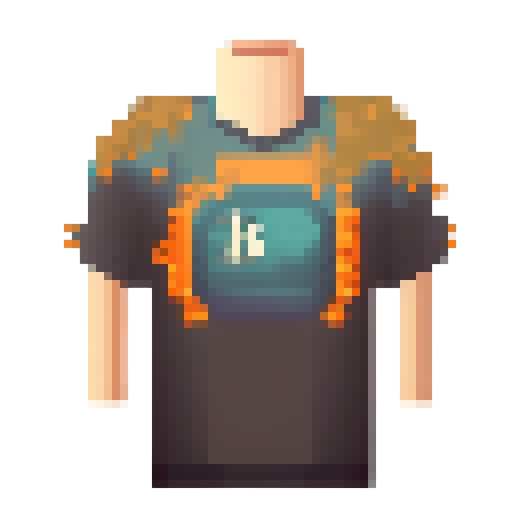bitcoin shirt, pixel art, front view, 2d game art, flat color