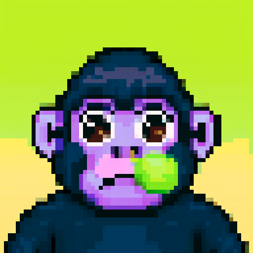 cute baby ape, big eyes, nose bubble, sRGB, pixel art
