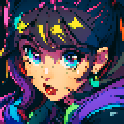 Colorful, retro, vibrant, 8-bit, pixelated, sRGB