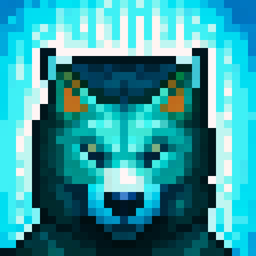 Wolf avatar, portrait, glowing eyes