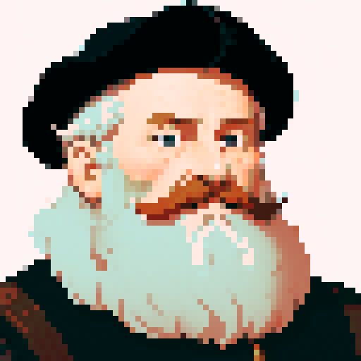 portrait of an old captain 16th century with beard and scarred face