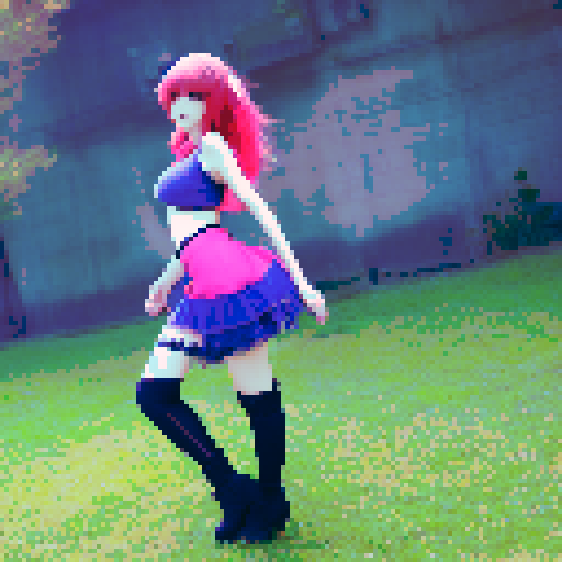 a sexy redhead with huge tits and green eyes wearing a miniskirt