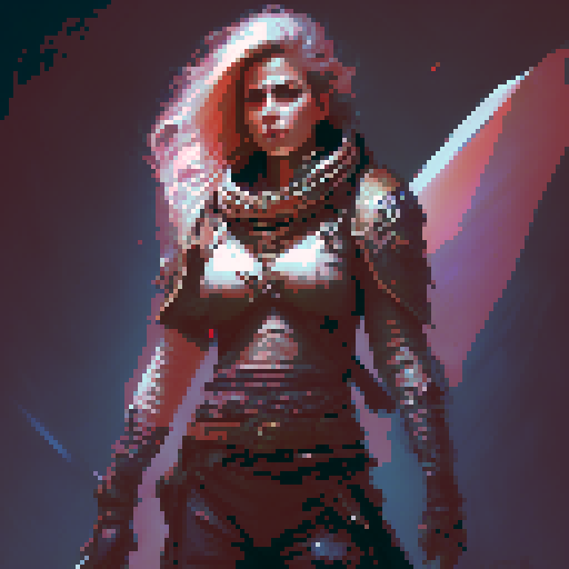 female barbarian, tall, menacing, full body, intense glare, angry, large great axe, tribal clothing, fantasy RPG