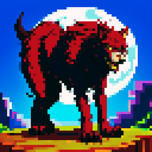 A werewolf standing on its back legs.