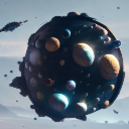 Glimmering stars, colossal planets, and sleek spaceships hover above a mystical landscape in this epic fantasy RPG-inspired image.