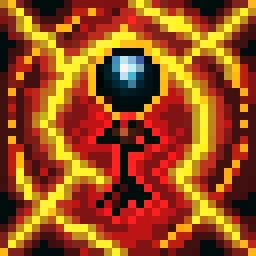 big red button, "panic!" word, game icon, 32x32 pixel art, sRGB, skill art, close up, portrait