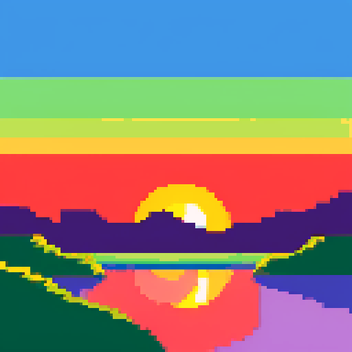 landscape, sunset, artstyle, illustration